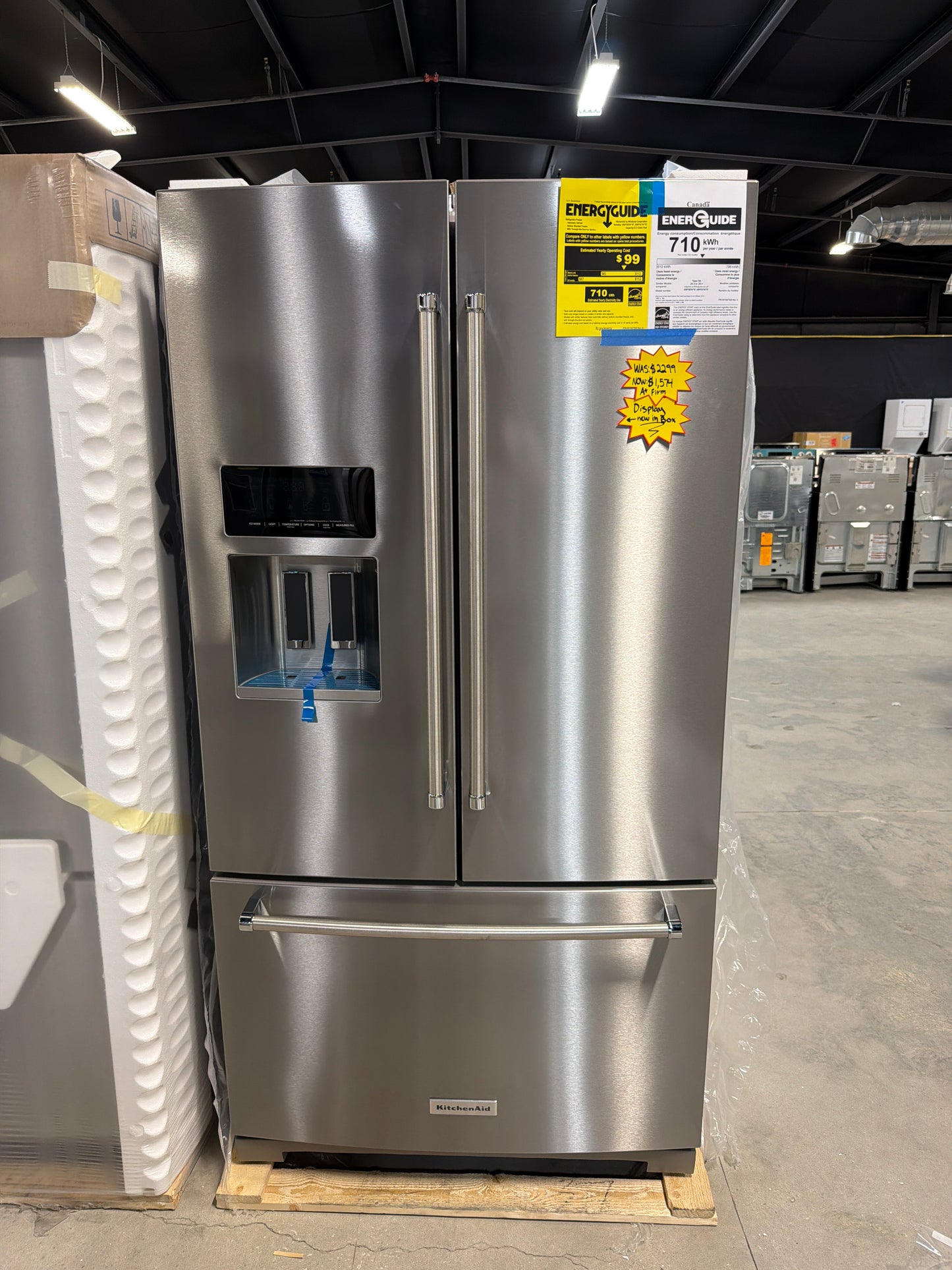 KitchenAid KRFF577KPS 36 Inch Freestanding French Door Refrigerator with 26.8 cu. ft Total Capacity