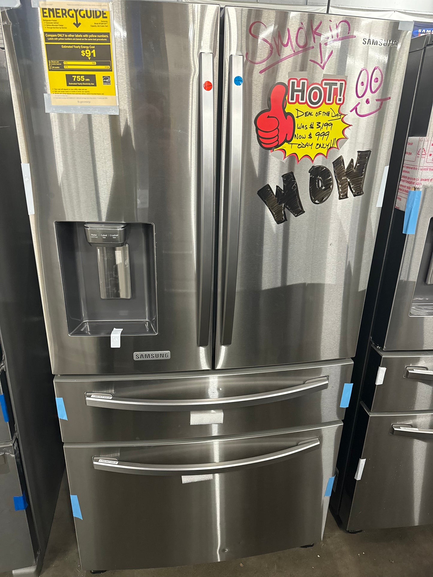 Samsung (RF28R7201SR) 36 Inch 4 Door Smart Refrigerator with 28 Cu. Ft. Capacity