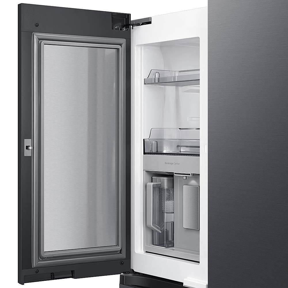 Samsung - BESPOKE 23 cu. ft. 4-Door Flex French Door Counter Depth Smart Refrigerator with Customizable Panel Colors - Matte Black Steel - RF23A9675MT/AA