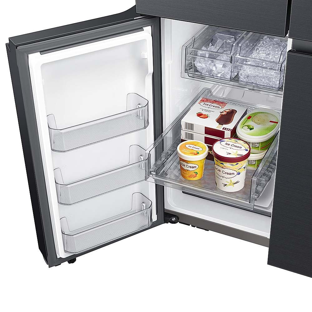 Samsung - BESPOKE 23 cu. ft. 4-Door Flex French Door Counter Depth Smart Refrigerator with Customizable Panel Colors - Matte Black Steel - RF23A9675MT/AA