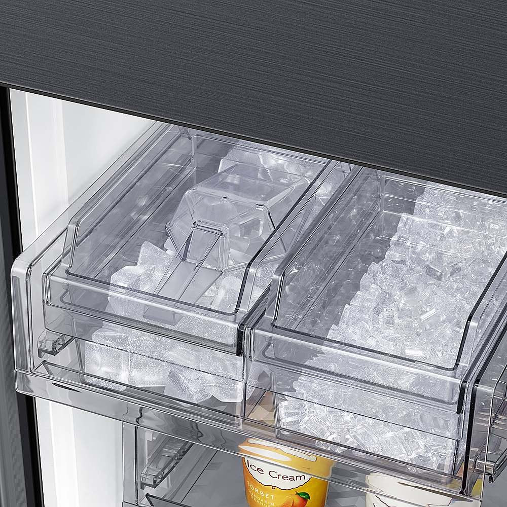 Samsung - BESPOKE 23 cu. ft. 4-Door Flex French Door Counter Depth Smart Refrigerator with Customizable Panel Colors - Matte Black Steel - RF23A9675MT/AA