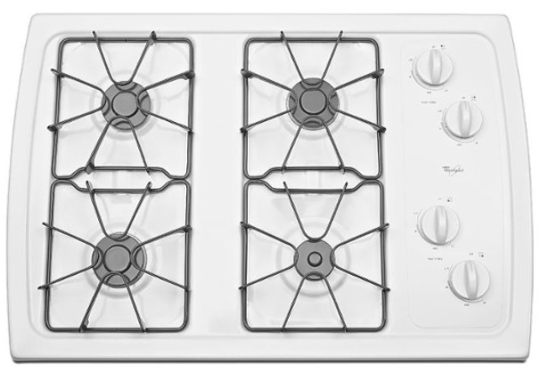 Whirlpool - 30" Built-In Gas Cooktop - White W3CG3014XW