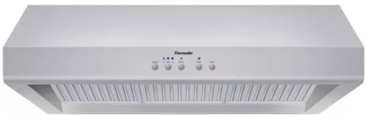 Thermador Professional Series HPWB36FS Pro-Style Canopy Wall Hood with Internal Blower, Halogen Lighting, 3 Fan Speeds and Dishwasher-Safe Baffle Filters: 36-Inch, 1200 CFM Blower