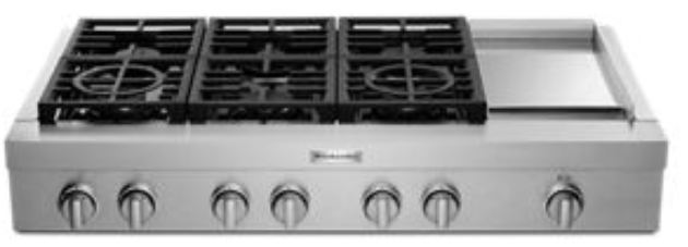 KitchenAid® 48'' 6-Burner Commercial-Style Gas Rangetop with Griddle KCGC558JSS