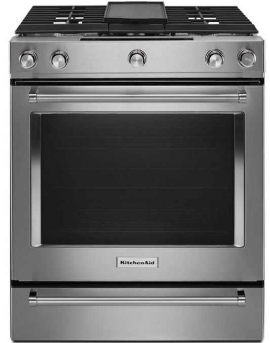 30-Inch 5-Burner Dual Fuel Convection Slide-In Range with Baking Drawer KSDB900ESS on sale at Appliance Wholesalers in St. Louis