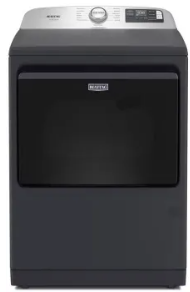 Maytag MED7205RF 27 Inch Electric Smart Top Load Dryer with 7.4 cu ft. Capacity, 13 Dryer Cycles, 5 Temperature Settings, Pet Pro Option, Heavy-Duty Hinges, and Sanitize Cycle: Midnight Steel