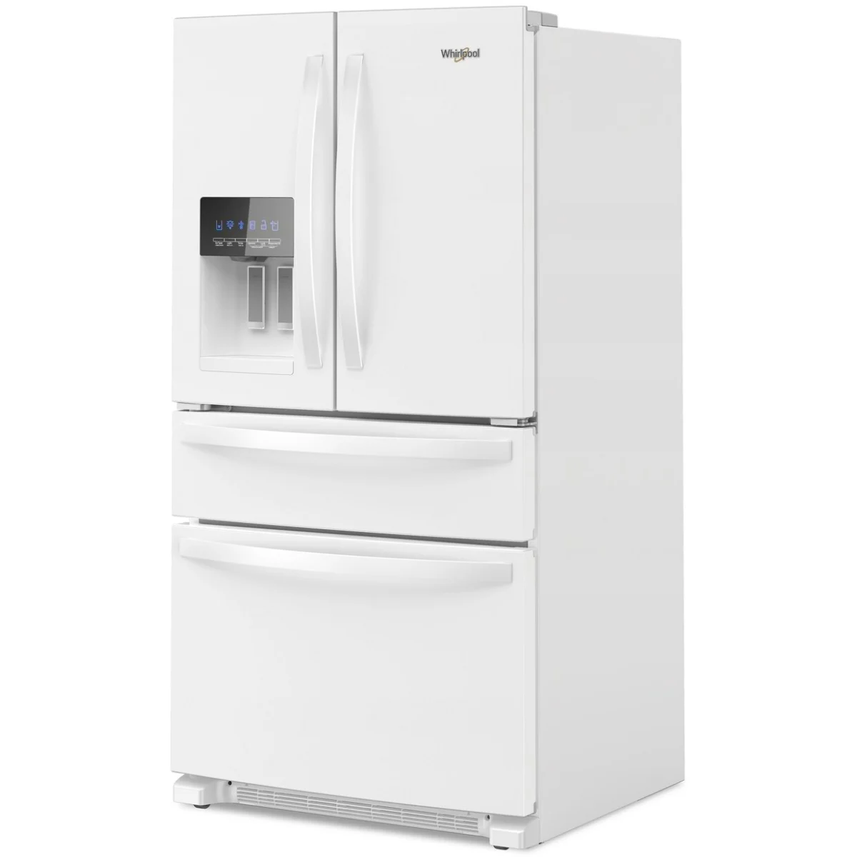 Whirlpool WRMF3636RW 36 Inch Freestanding 4-Door French Door Refrigerator with 24.5 Cu. Ft. Capacity. External Ice/Water Dispenser, Icemaker, and ENERGY STAR®: White
