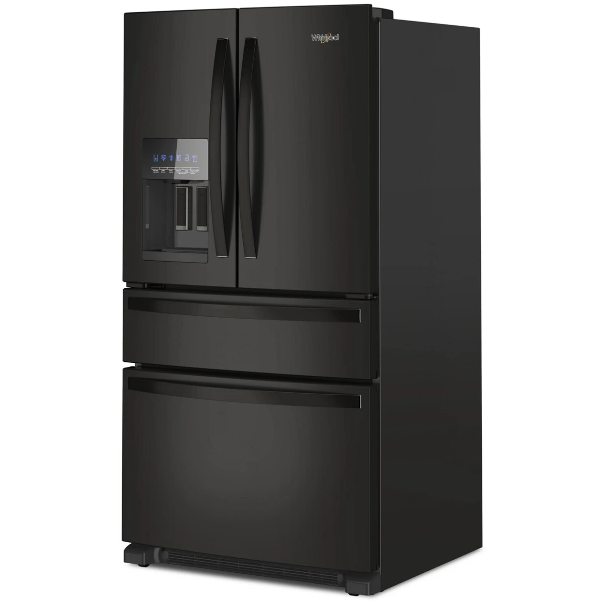 Whirlpool WRMF3636RB 36 Inch Freestanding 4-Door French Door Refrigerator with 24.5 Cu. Ft. Capacity. External Ice/Water Dispenser, Icemaker, and ENERGY STAR®: Black