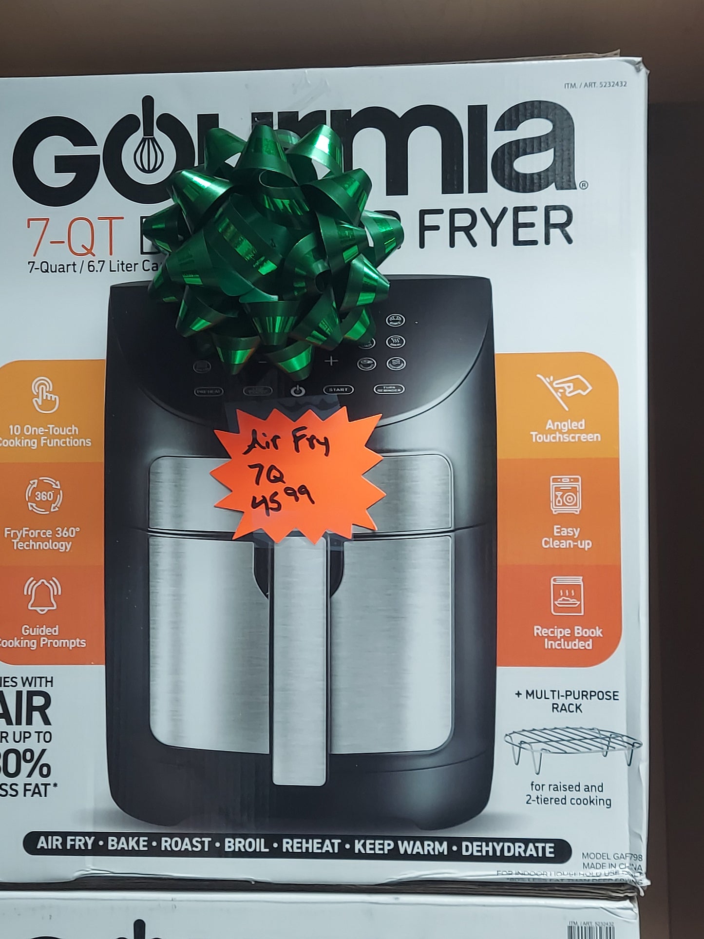 Gourmia GAF798 7 Quart Digital Air Fryer 10 One-Touch Cooking Functions