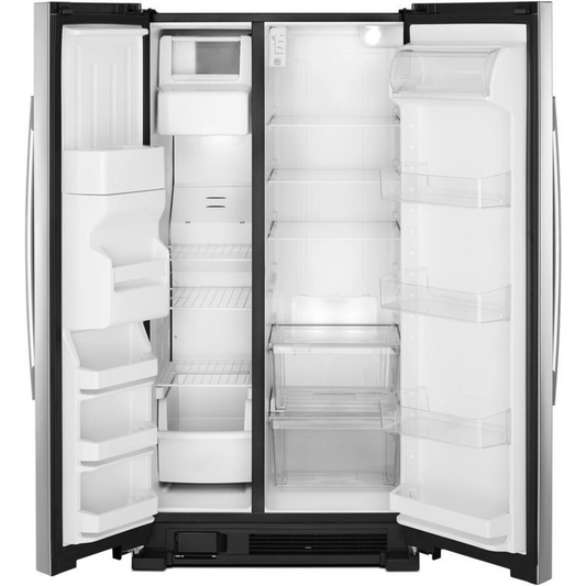 Amana ASI2175GRS 33 Inch Freestanding Side by Side Refrigerator with 21.41 Cu. Ft. Total Capacity, External Ice/Water Dispenser, EveryDrop™ Water Filter: Black-on-Stainless