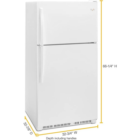 Whirlpool WRT311FZDW 33 Inch Top Freezer Refrigerator with 20.5 Cu. Ft. Total Capacity. EZ Connect Ice Maker Kit Compatible, and ADA Compliant: White