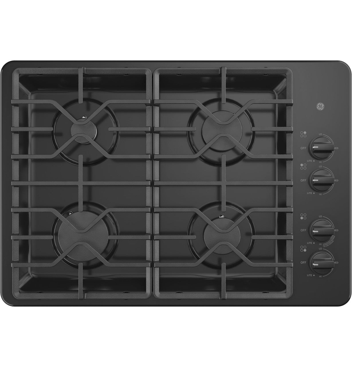 GE® 30" Built-In Gas Cooktop with Dishwasher-Safe Grates JGP3030DLBB