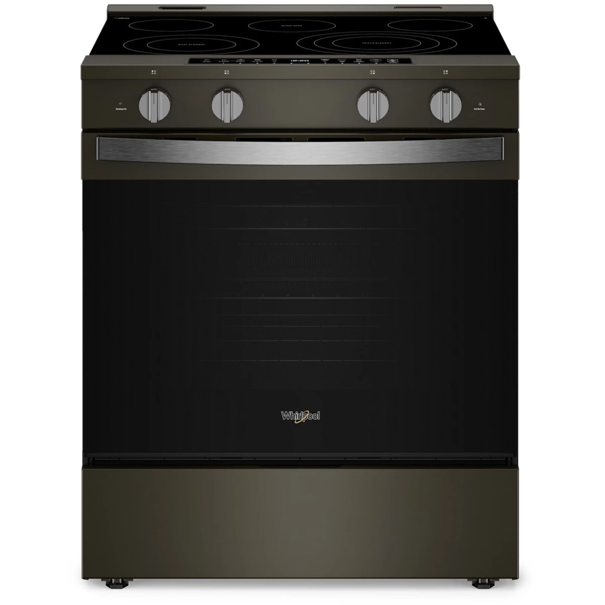 Whirlpool WSES7530RV 30 Inch Slide-In Electric Smart Range, ADA Compliant, and Star K: Black-on-Stainless