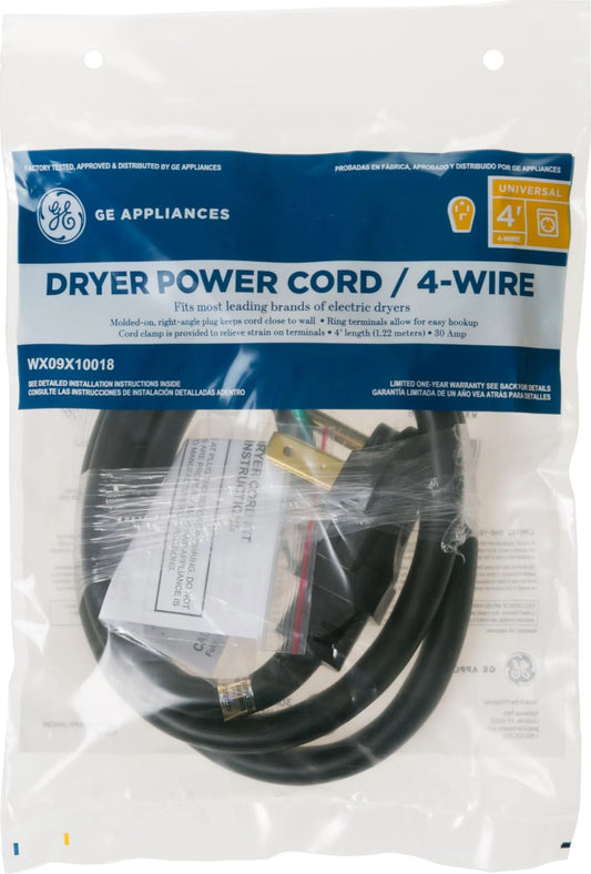 WX09X10018 Universal 4-wire dryer power cord.