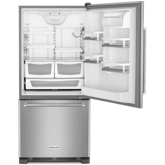 KitchenAid KRBR109ESS 30 Inch Bottom Mount Refrigerator with 19 cu. ft. Capacity, ExtendFresh™ Temperature System and ENERGY STAR® Qualified