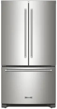 KitchenAid KRFC136RPS 36 Inch Freestanding Counter-Depth French Door Refrigerator. with 20 Cu. Ft. Total Capacity, Interior Water Dispenser, Ice Maker. ENERGY STAR® Certified: PrintShield™ Stainless Steel