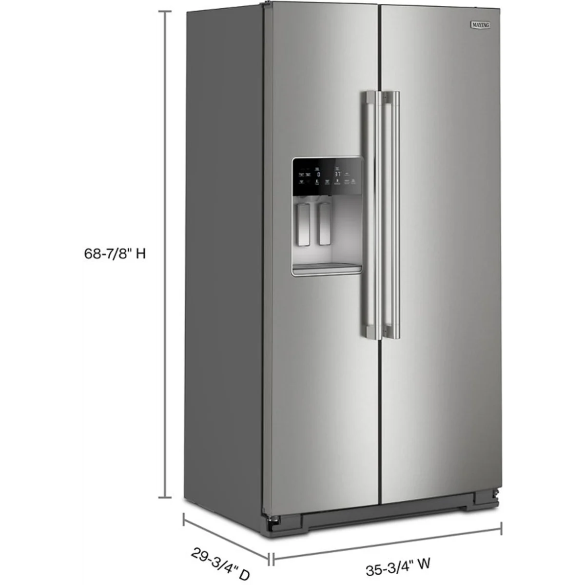 Maytag MRSC6636RZ 36 Inch Counter-Depth Side-by-Side Refrigerator with 20.8 Cu. Ft. Capacity. External Ice/Water Dispenser, and ADA Compliant