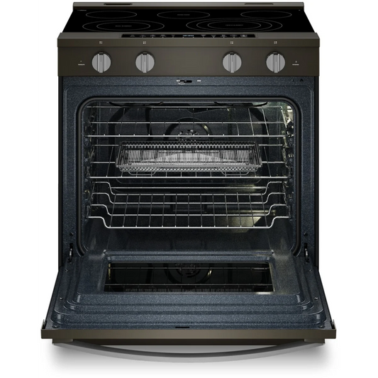 Whirlpool WSES7530RV 30 Inch Slide-In Electric Smart Range, ADA Compliant, and Star K: Black-on-Stainless