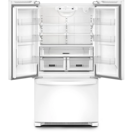 Whirlpool WRFC2036RW 36 Inch Counter-Depth French Door Refrigerator with 20 Cu. Ft. Capacity, 5 Glass Shelves, Gallon Door Bins, Deli Drawer, Internal Water Dispenser, Icemaker, and ENERGY STAR®: White
