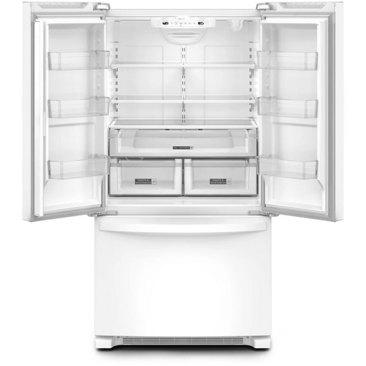 Whirlpool WRFF3036RW 36 Inch Freestanding French Door Refrigerator with 25 Cu. Ft. Capacity, Icemaker, and ENERGY STAR®: White