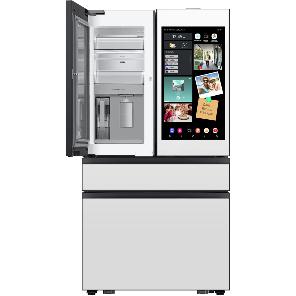 Samsung BESPOKE RF90F29AEW 36 Inch Smart 4-Door French Door Refrigerator with 28.6 cu. ft. Capacity, Beverage Center, Family Hub™ and ENERGY STAR®