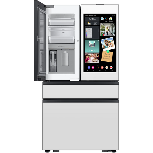 Samsung BESPOKE RF90F29AEW 36 Inch Smart 4-Door French Door Refrigerator with 28.6 cu. ft. Capacity, Beverage Center, Family Hub™ and ENERGY STAR®