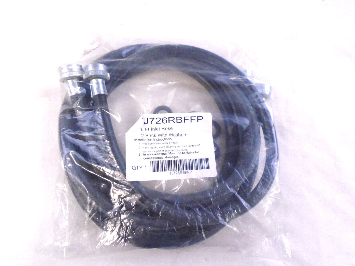 TJ726RBFFP 6FT Inlet Hose 2 Pack with Washers