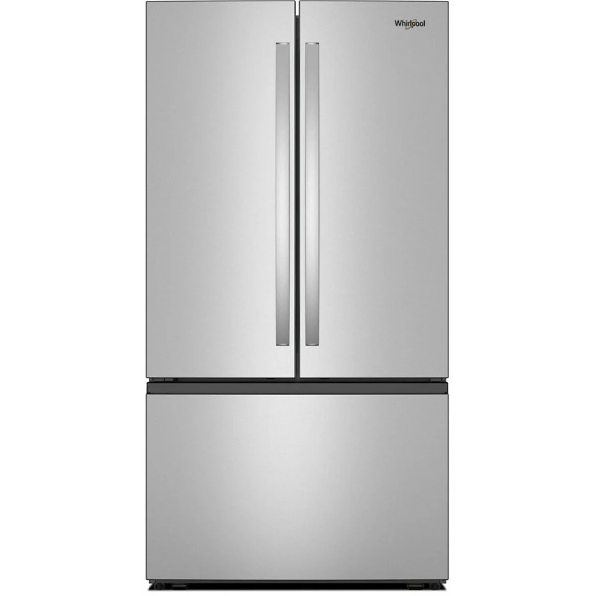 Whirlpool WRFF3336SZ 36 Inch Freestanding French Door Refrigerator with 31 cu. ft. Capacity, internal Water Dispenser, Ice Maker, ADA Compliant, and ENERGY STAR®: Stainless Steel