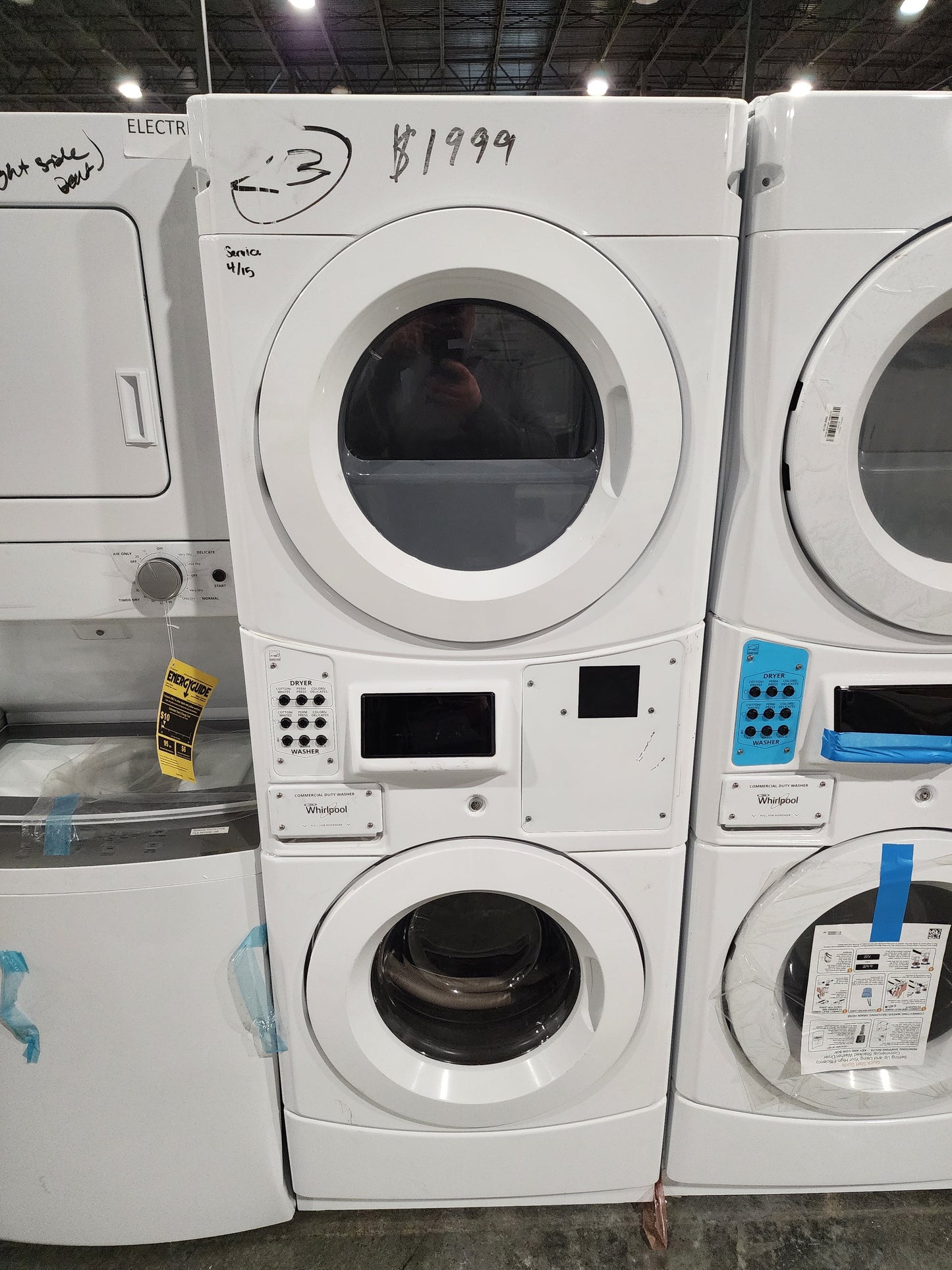 Whirlpool 27" Commercial Electric Stack Washer/Dryer, Non-Vend (CET9100GQ)