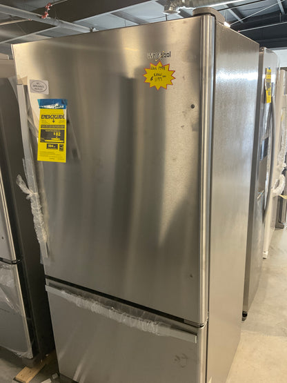 Whirlpool 33 Inch Bottom-Freezer Refrigerator with FreshFlow Preserver WRB322DMB(M/W)