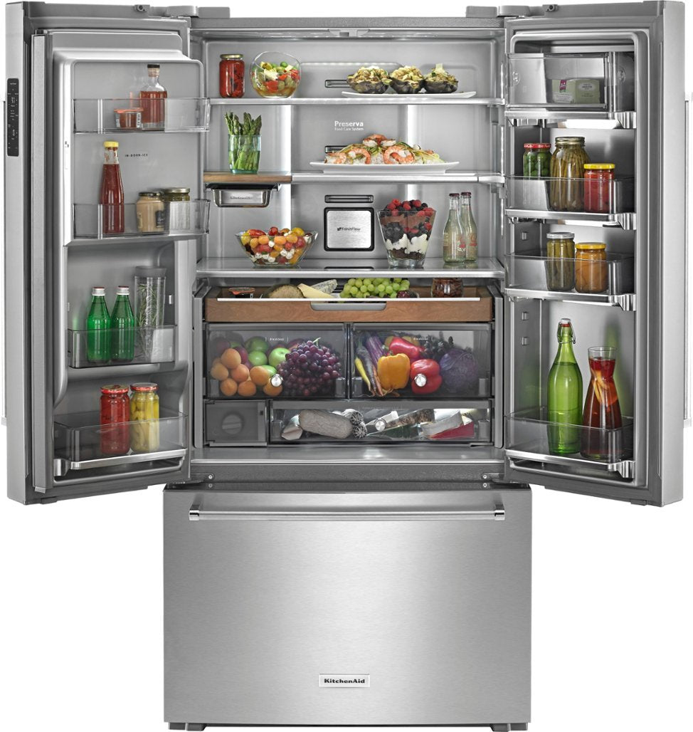 KitchenAid - 23.8 Cu. Ft. French Door Counter-Depth Refrigerator - Stainless steel (KRFC704FPS)