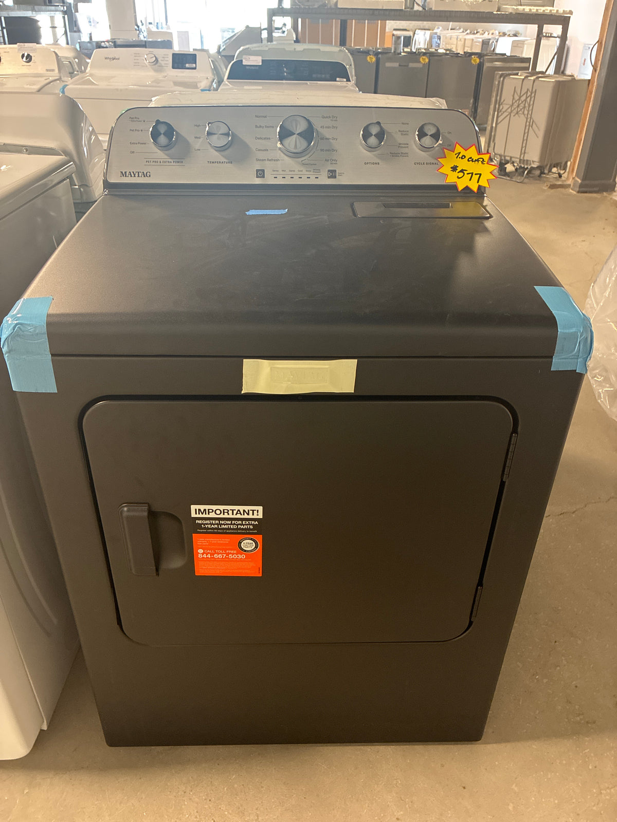 Maytag MED5605RU 29 Inch Electric Top Load Dryer with 7.0 cu ft. Capacity, 10 Dryer Cycles, 3 Temperature Settings, Pet Pro Option, Moisture Sensing, and Quick Dry Cycle