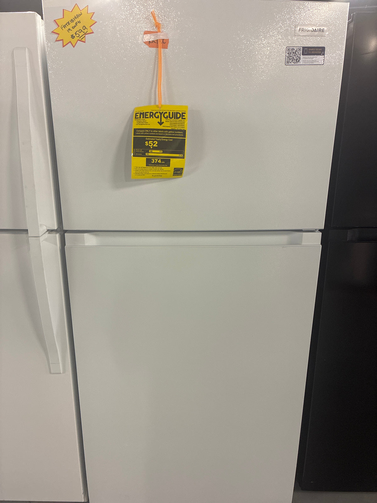 29.7 in 19 cu. ft. Standard Depth Garage Ready Top Freezer Refrigerator in White with Precision Temperature Control FRTE1814AW