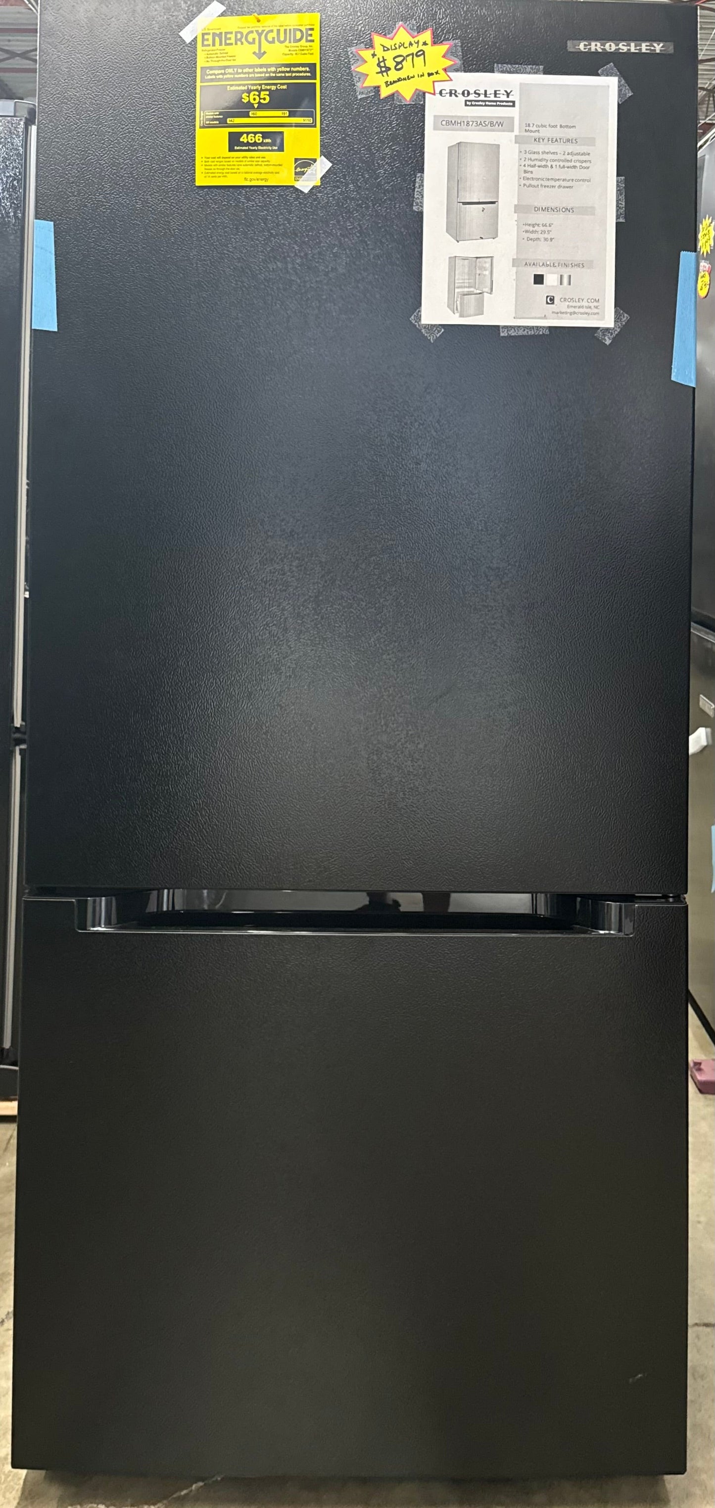 CROSLEY BOTTOM MOUNT refrigerator CBMH1873AW/B/S