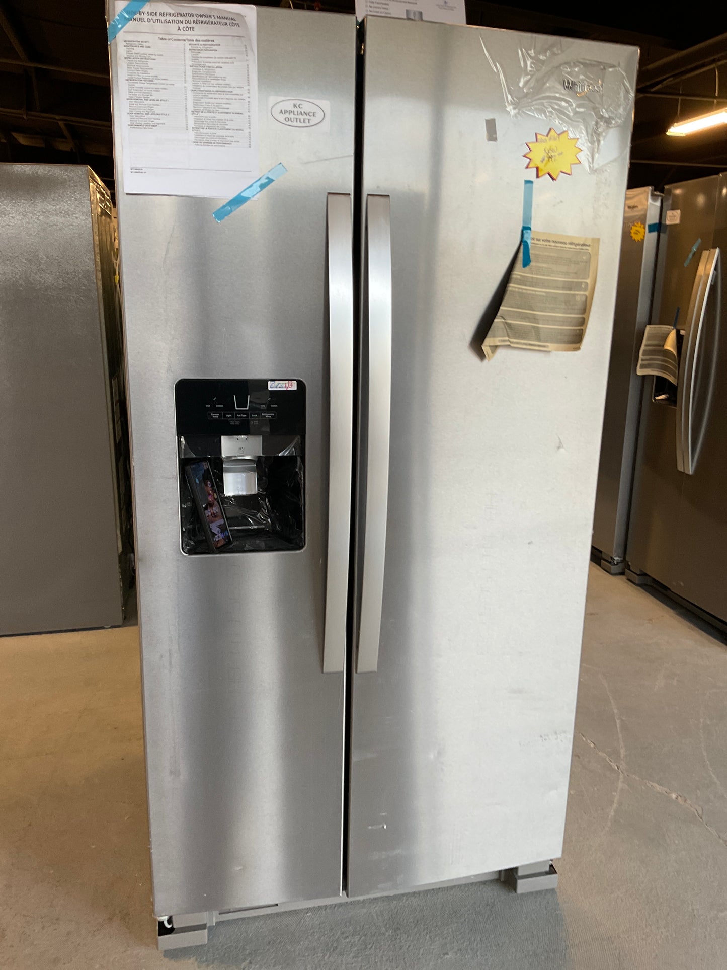 WRS325SDHZ Whirlpool 36-inch Wide Side-by-Side Refrigerator - 25 cu. ft.