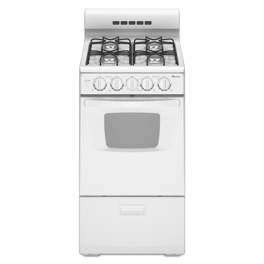 Amana Gas Range with Broiler Drawer - 20" Freestanding - 2.6 cu ft - White AGG222VDW
