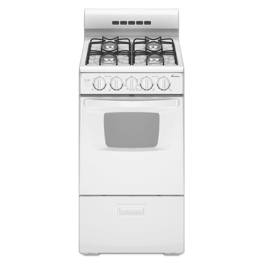 Amana Gas Range with Broiler Drawer - 20" Freestanding - 2.6 cu ft - White AGG222VDW