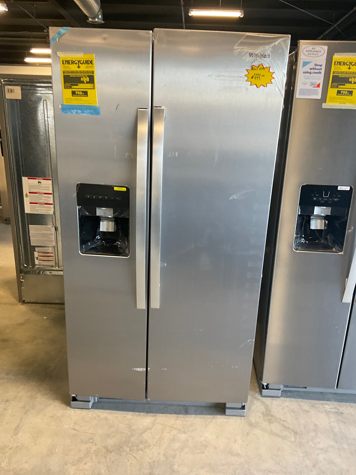 Whirlpool - 24.6 Cu. Ft. Side-by-Side Refrigerator - Monochromatic Stainless Steel WRS315SDHM