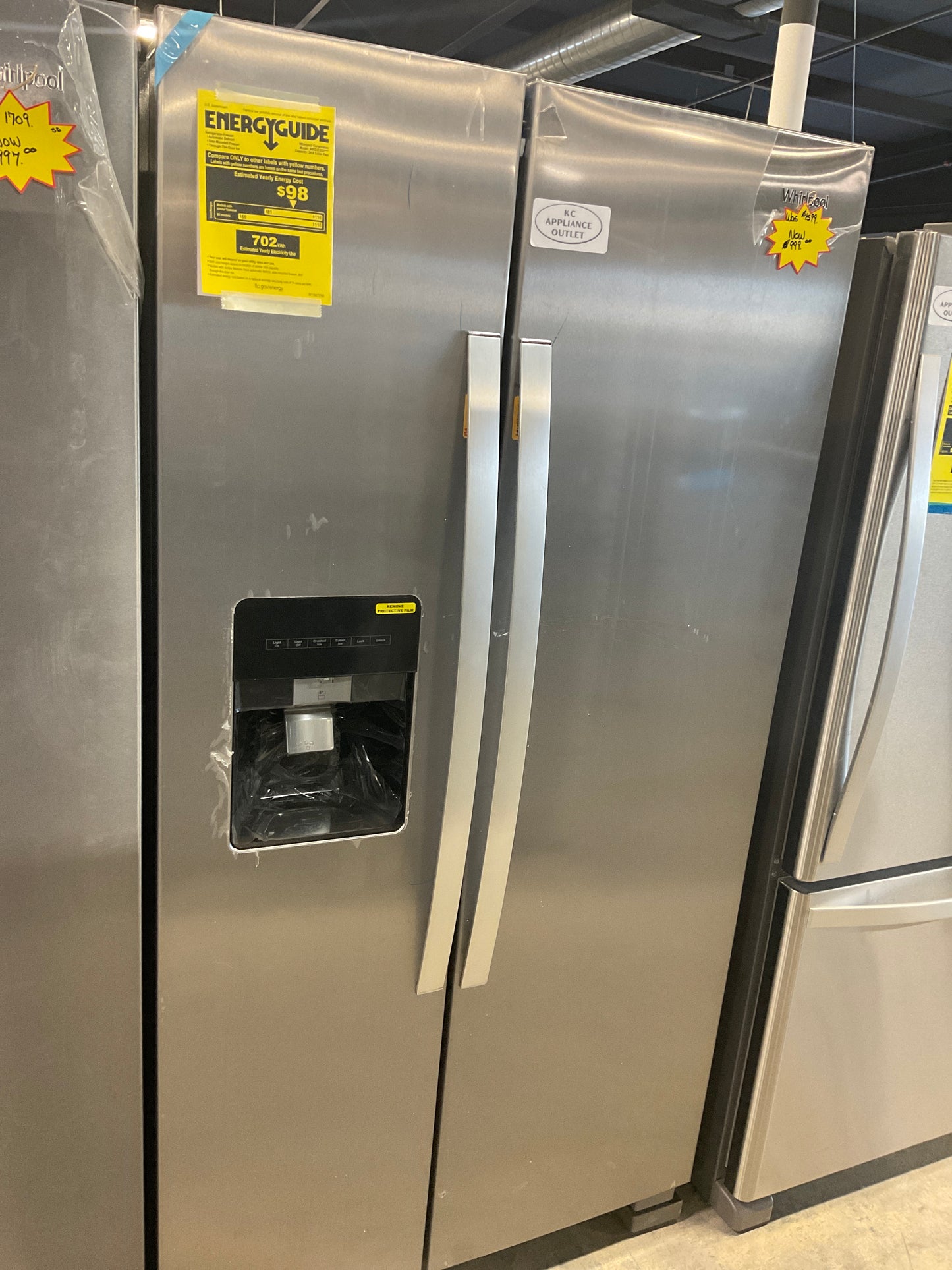 Whirlpool - 24.6 Cu. Ft. Side-by-Side Refrigerator - Monochromatic Stainless Steel WRS315SDHM