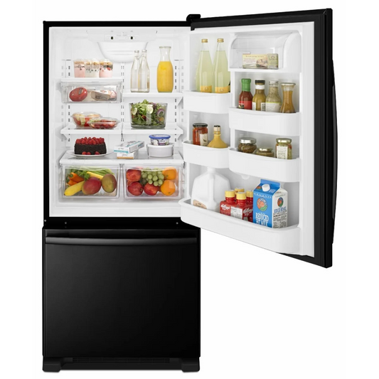 Amana ABB1924BRB 29 Inch Bottom Freezer Refrigerator with 18.5 cu. ft. Capacity, Energy Star Rated: Black