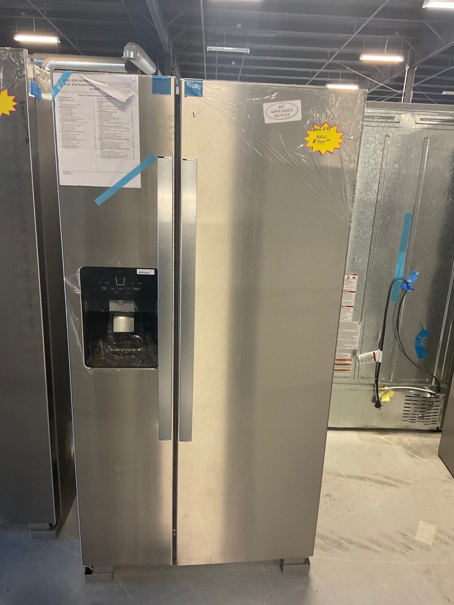 Whirlpool 33 Inch Freestanding Side by Side Refrigerator with 21.4 Cu. Ft. Total Capacity WRS321SDH(V/B/Z/W)