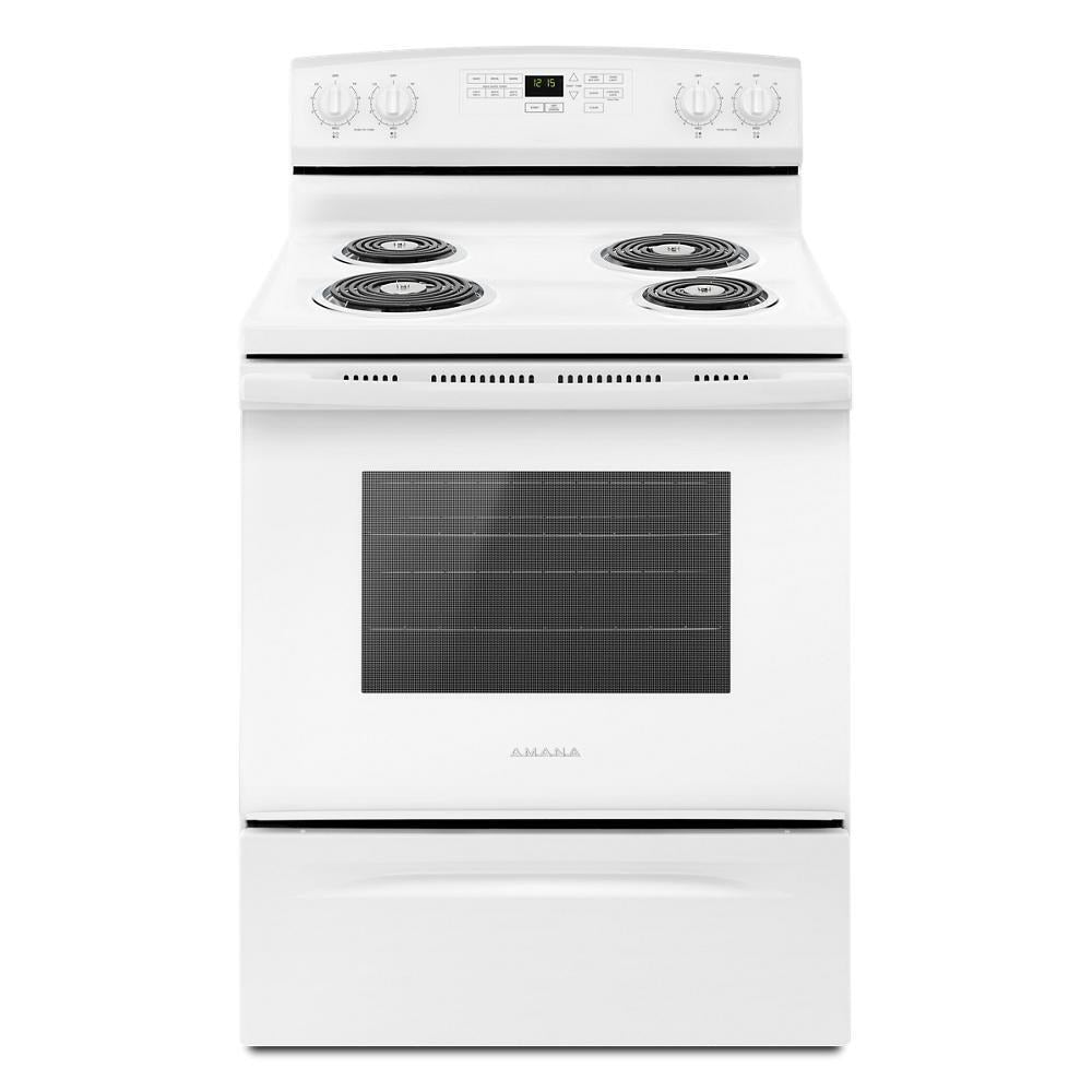 Amana ACR4503SFW 30 Inch Freestanding Electric Range with 4 Coil Elements, 4.8 Cu. Ft. Oven Capacity: White