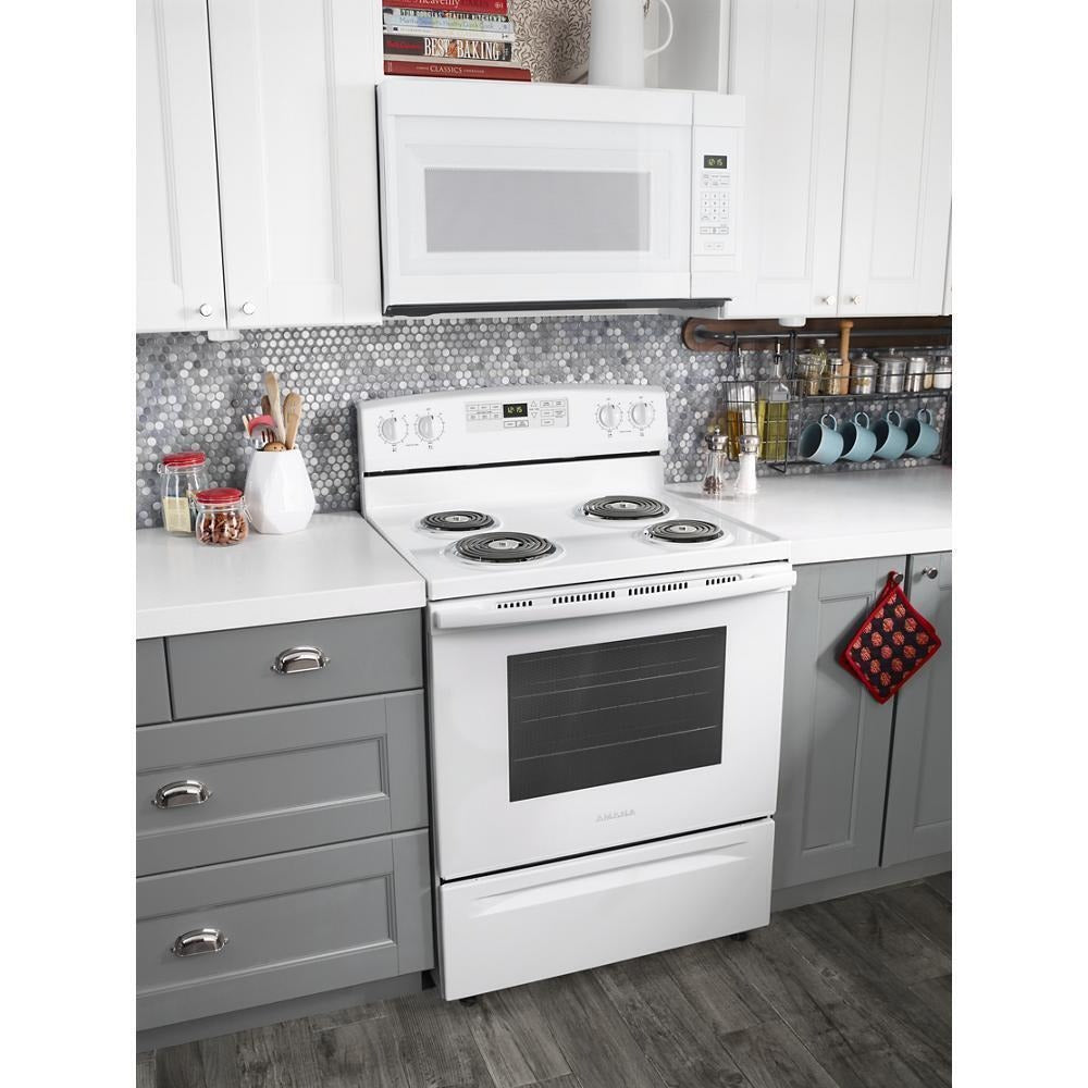 Amana ACR4503SFW 30 Inch Freestanding Electric Range with 4 Coil Elements, 4.8 Cu. Ft. Oven Capacity: White