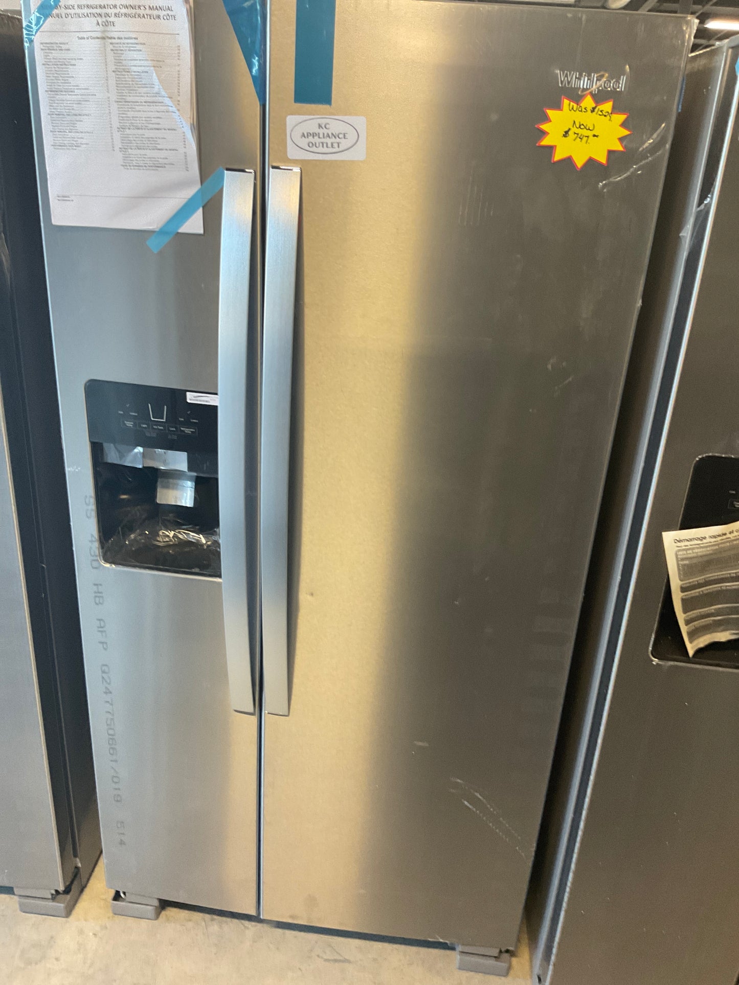 Whirlpool 33 Inch Freestanding Side by Side Refrigerator with 21.4 Cu. Ft. Total Capacity WRS321SDH(V/B/Z/W)