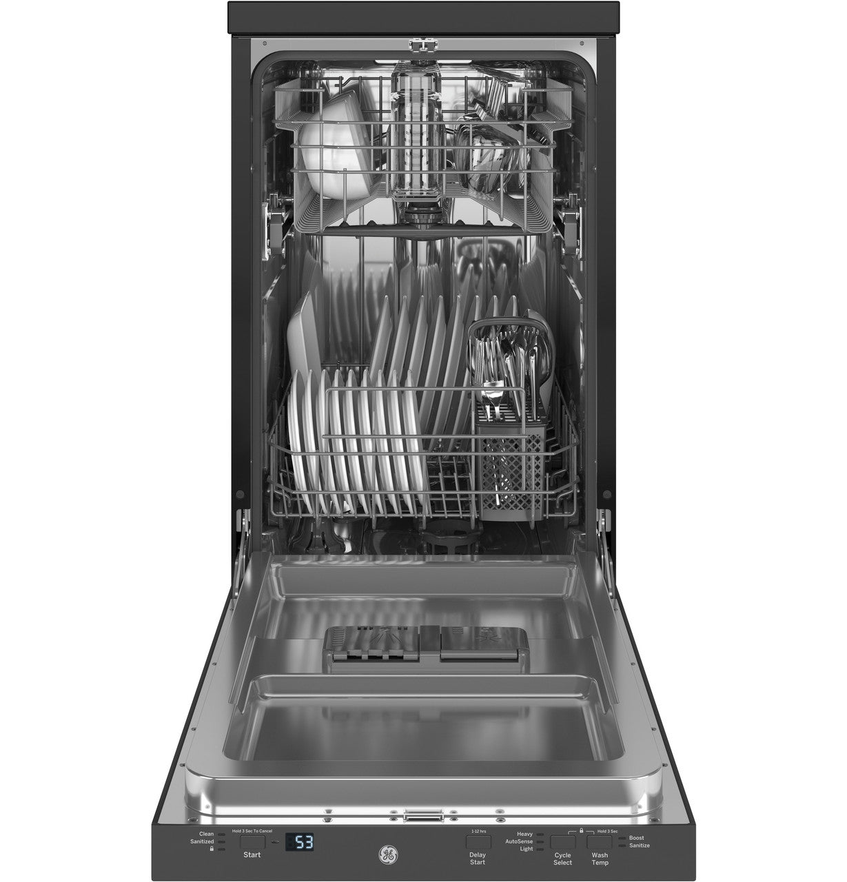 GE® 18" Stainless Steel Interior Portable Dishwasher with Sanitize Cycle (GPT145SSLSS)