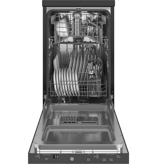 GE® 18" Stainless Steel Interior Portable Dishwasher with Sanitize Cycle (GPT145SSLSS)