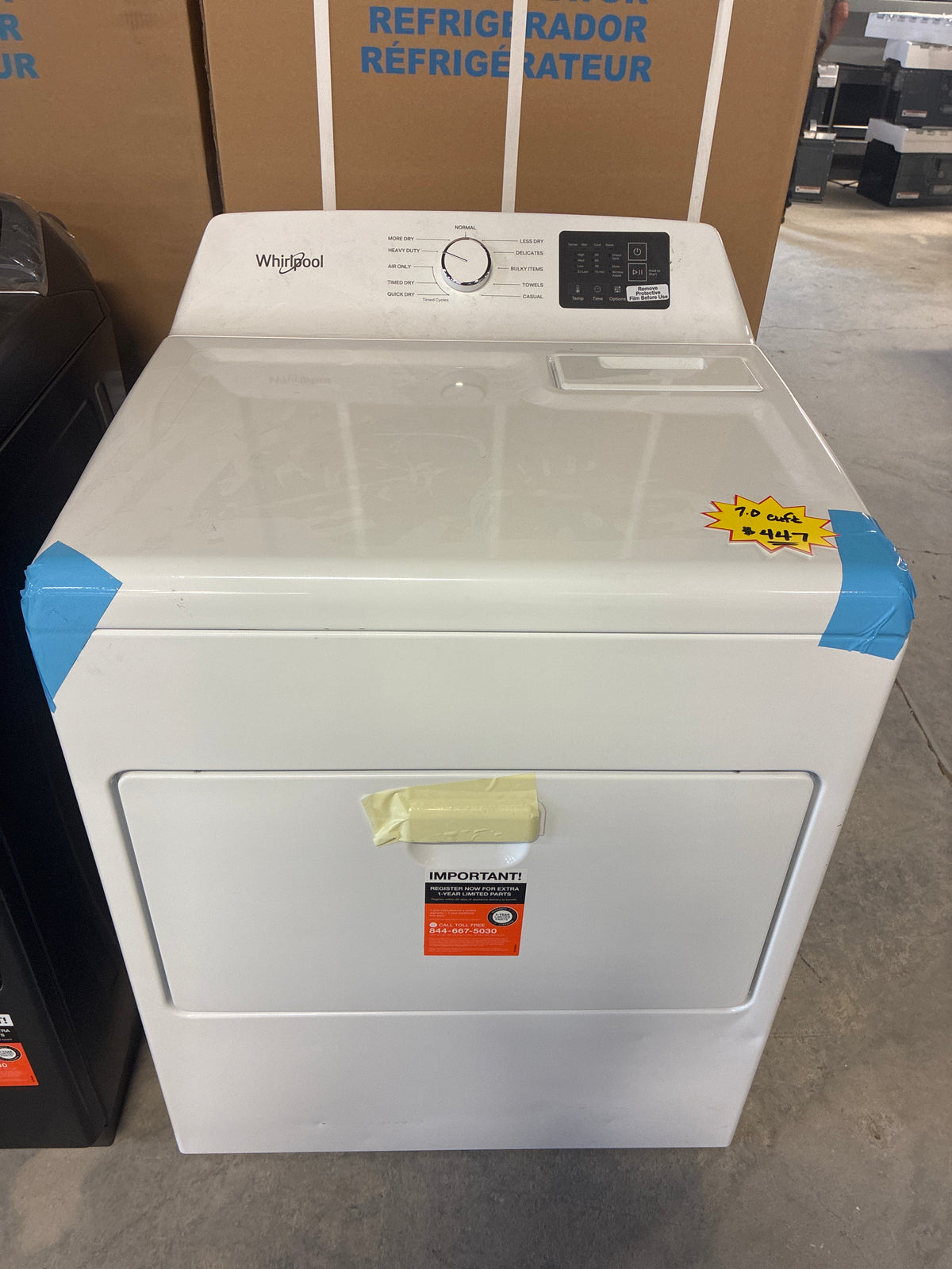 Whirlpool WED4107SW 29 Inch Electric Front Load Dryer with 7.0 cu ft. Capacity, 11 Dryer Cycles, 4 Temperature Settings, AutoSensing, Quick Dry, and Wrinkle Assist™ Option