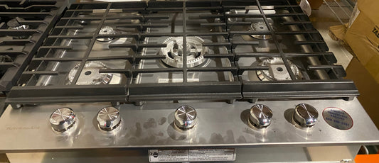 KitchenAid KCGS550ESS 30 Inch Gas Cooktop with 5 Sealed Burners, Professional Dual Ring Burner