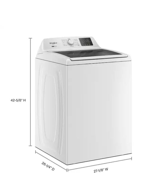 Whirlpool WTW4307SW 27 Inch Top Load Washer with 4.3 cu ft. Capacity, 12 Wash Cycles, 5 Temperature Settings, 2-in-1 Removable Agitator, Presoak Option, and Clean Washer with Affresh® Cycle