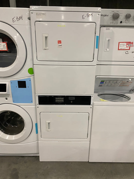 Maytag Commercial Laundry MLE26PRBYW 27 Inch Commercial Electric Stack with 7.4 Cu.Ft. Total Capacity, Advanced Computer Trac® Controls, Accu Trac Audit System, Metal Mesh Lint Filter, Blower Guard, Card Ready